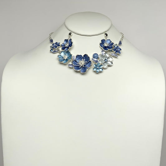 Flower Cluster Bib Style Necklace