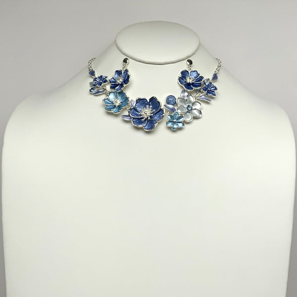 Flower Cluster Bib Style Necklace
