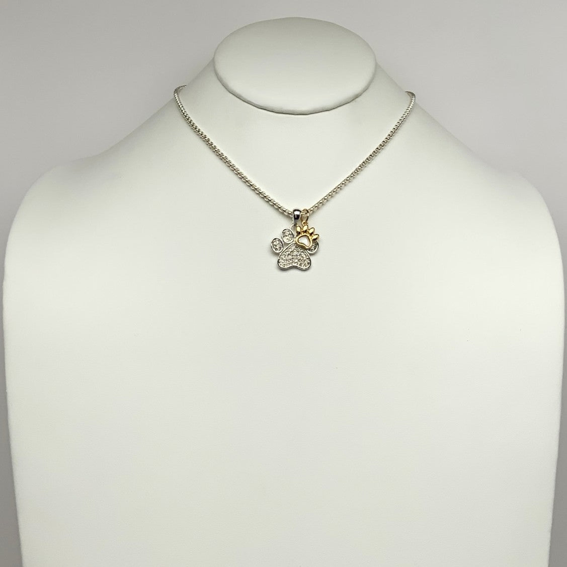Box Chain Paw Print Pendant Necklace