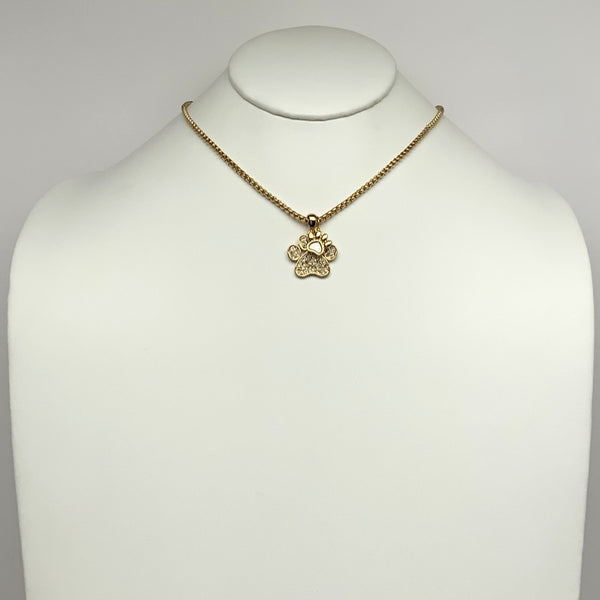 Box Chain Paw Print Pendant Necklace