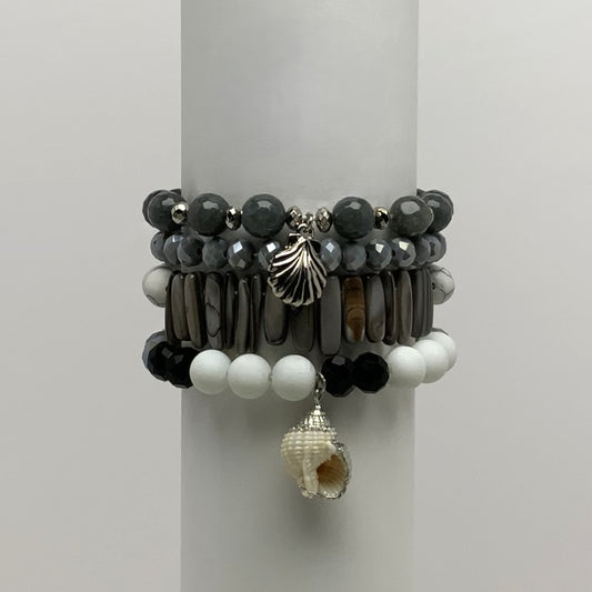 Beaded Layering Stack w/ Shells Bracelet