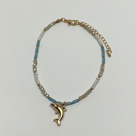 Beaded Mix Dolphin Charm Anklet