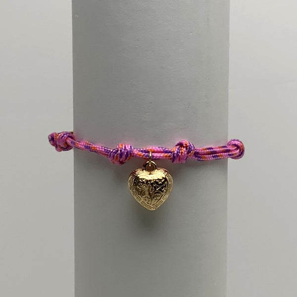 Adjustable Cord Heart Charm Necklace