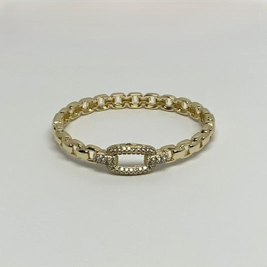 Rectangle Outline Cubic Zirconia Clasp Bracelet