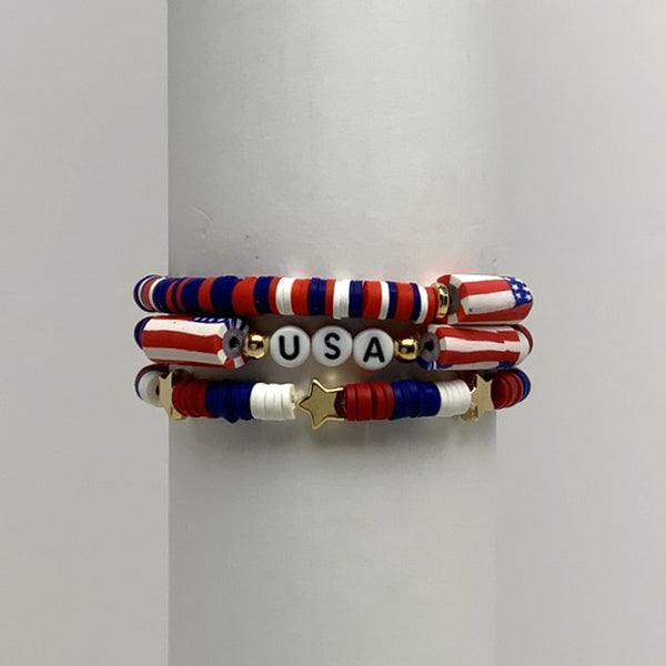 Stackable Patriotic "USA" Bracelet