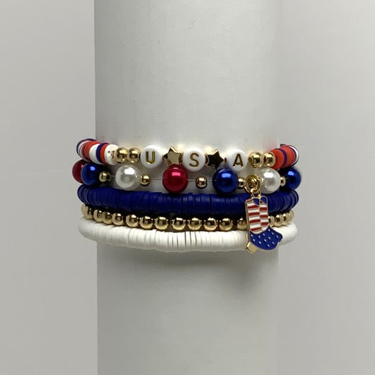 Stackable Patriotic Cowboy Charm Bracelet