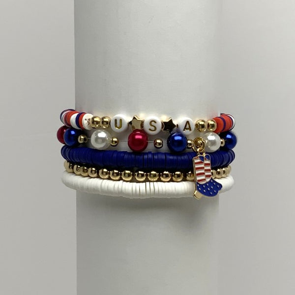 Stackable Patriotic Cowboy Charm Bracelet