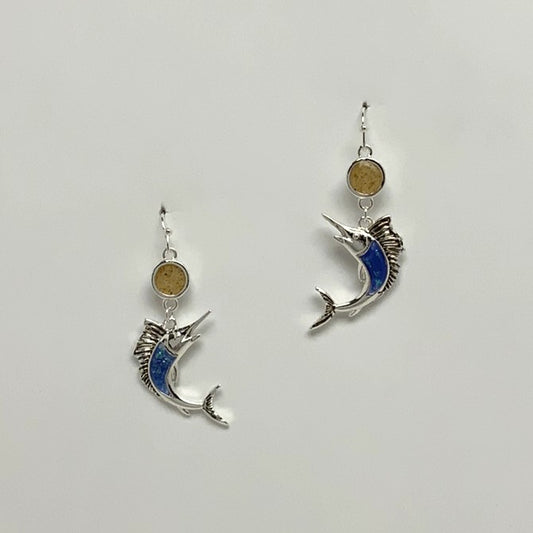 Swordfish Enamel Drop Earrings