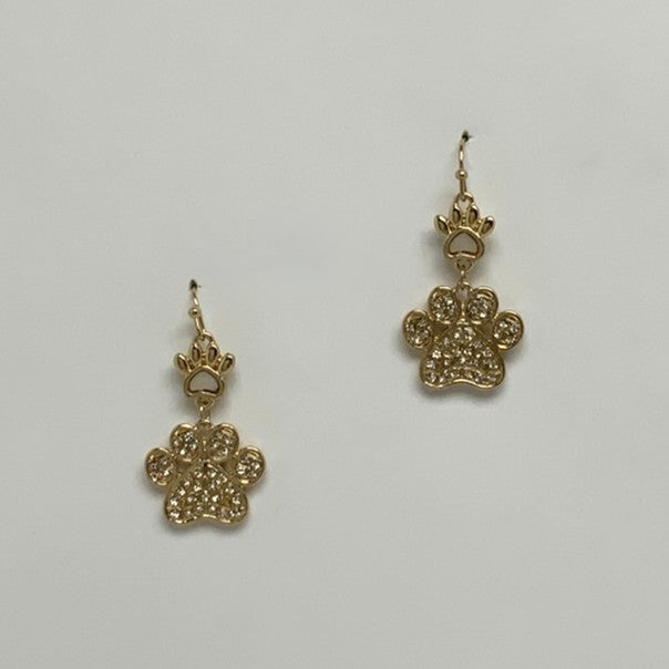 Crystal Double Paw Print Earrings