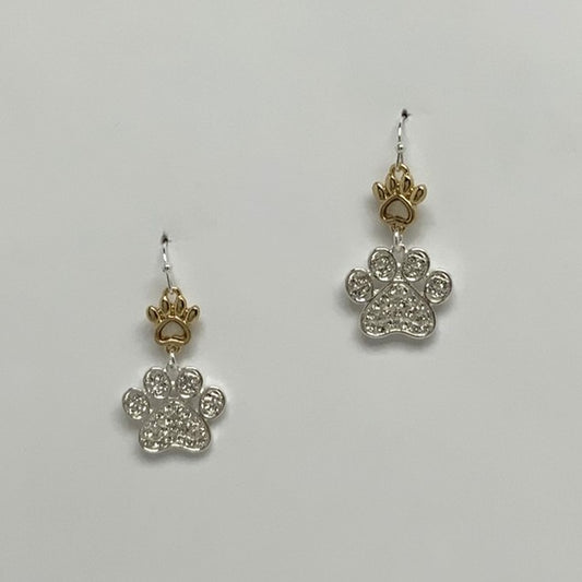 Crystal Double Paw Print Earrings