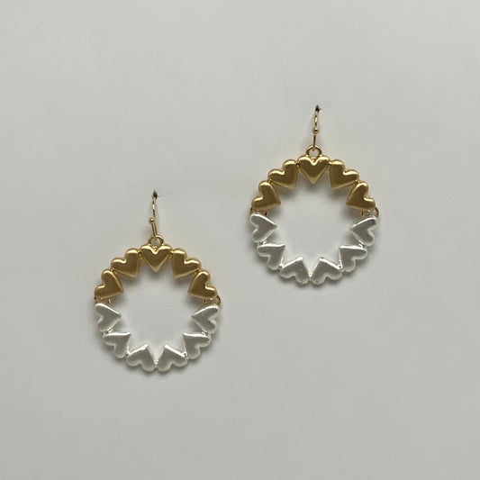 Split Heart Circle Drop Earrings