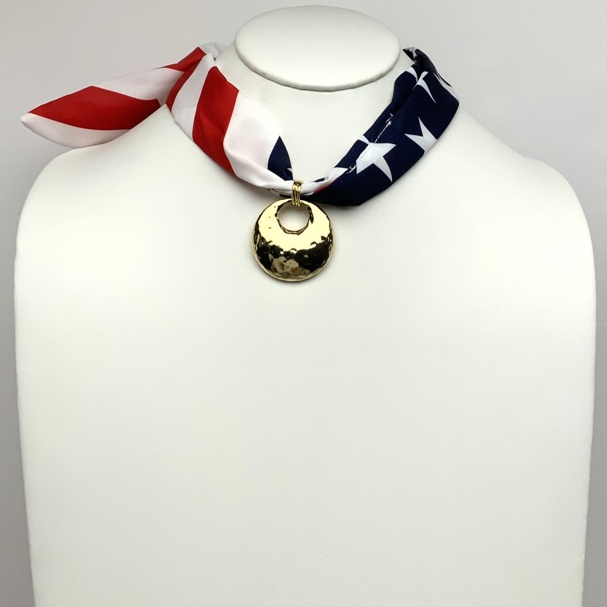 Patriotic Scarf Metal Pendant Necklace