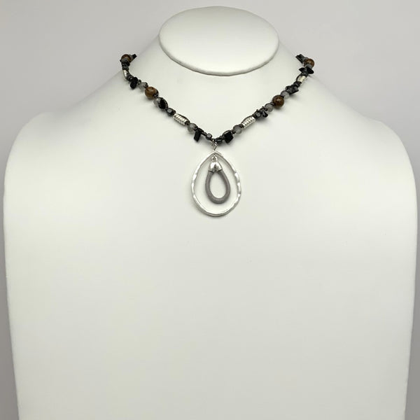 Mixed Beaded Double Teardrop Necklace