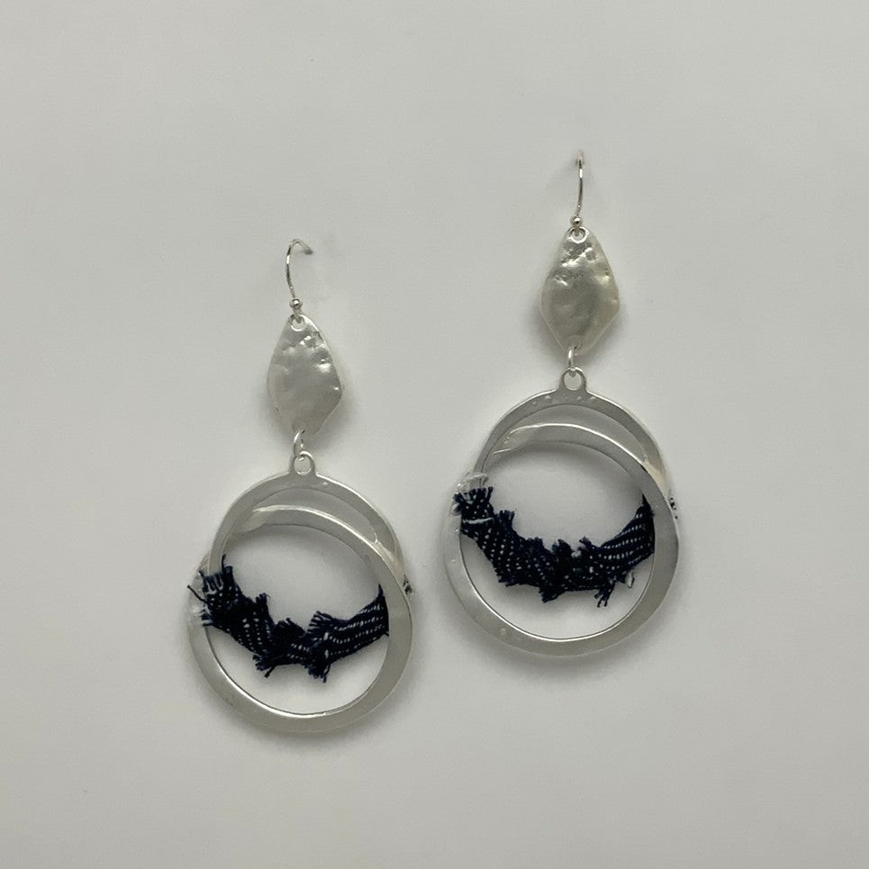 Looped Denim Hoop Earrings