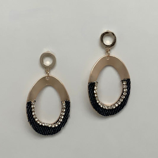 Oval Denim Bling Earrings