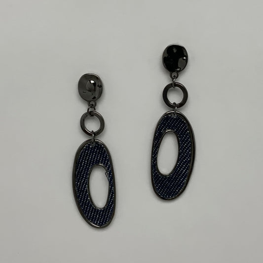 Denim Oval Hoop Earrings