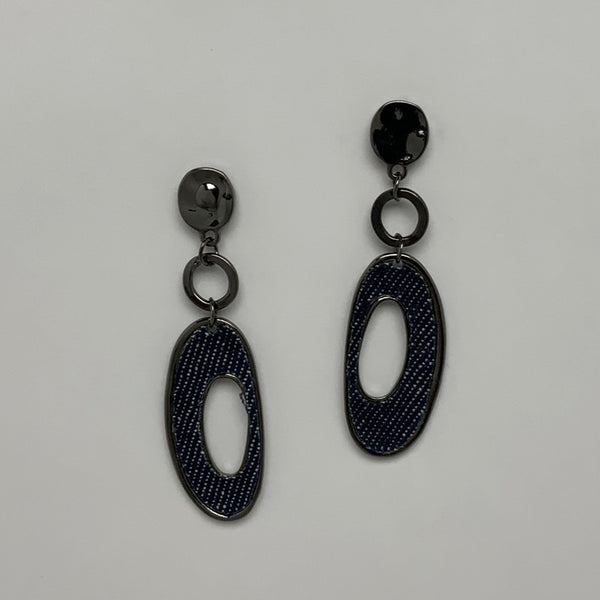 Denim Oval Hoop Earrings