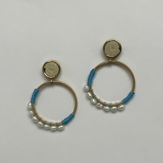 Circle Woven Pearl Drop Earrings