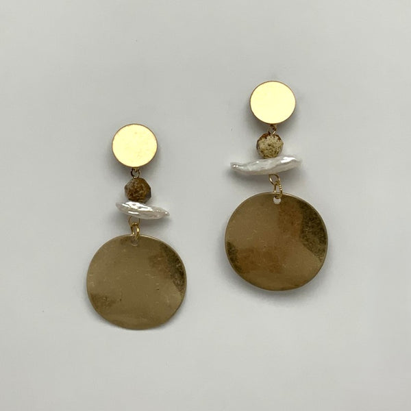 Flat Drops w/Pearls Earrings