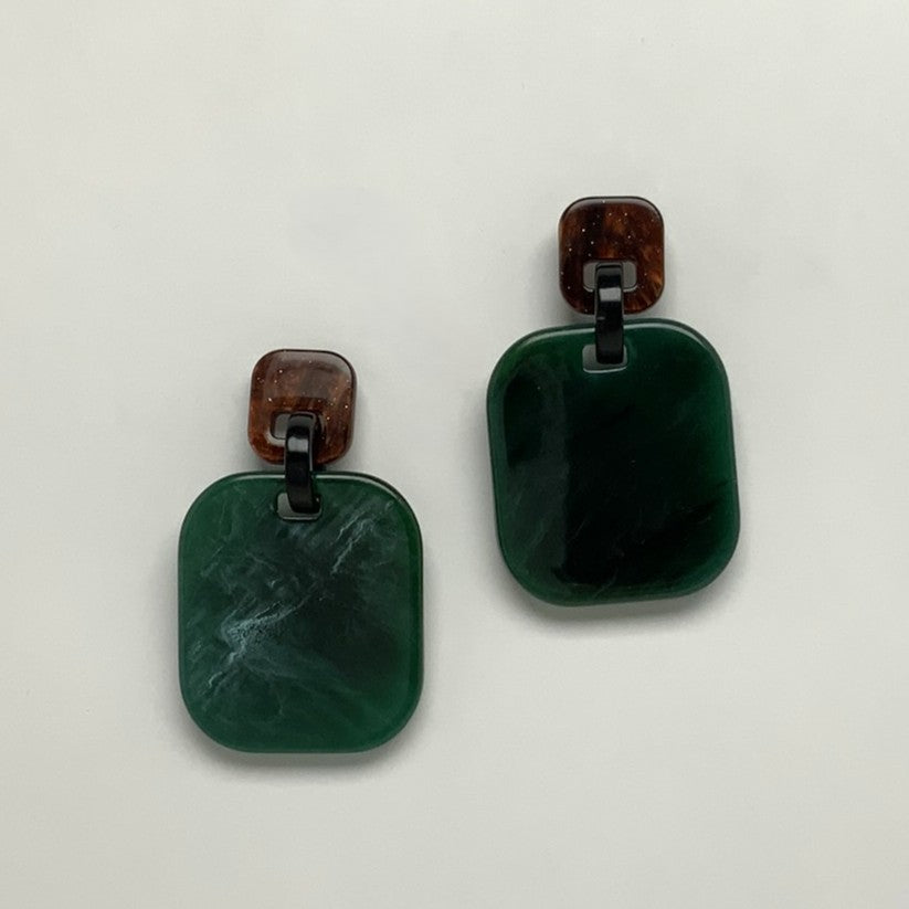 Square Lucite Color Mix Drop Earrings
