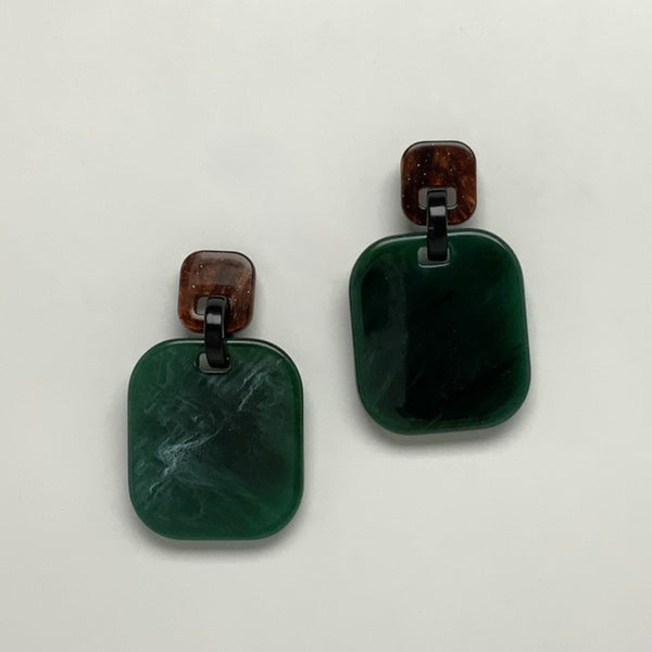 Square Lucite Color Mix Drop Earrings