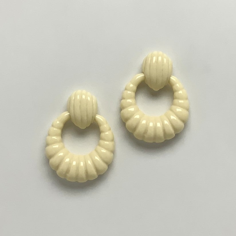 Puffed Textured Down Drop Thick Crescent Shape Earrings