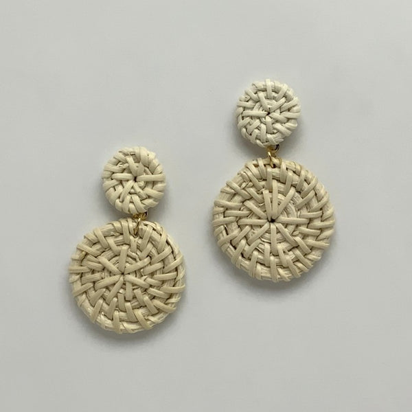 Circle Stud Twine Disc Earrings