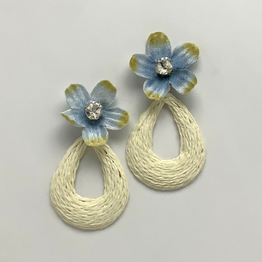 Flower Crystal Stud Twine Teardrop Earrings
