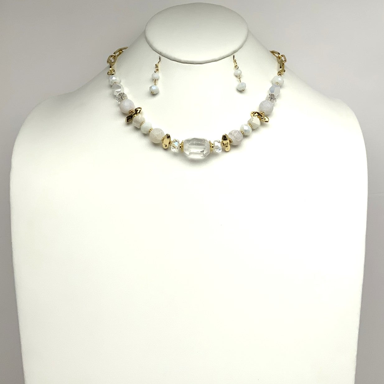 Crystal w/Stone Bead Necklace