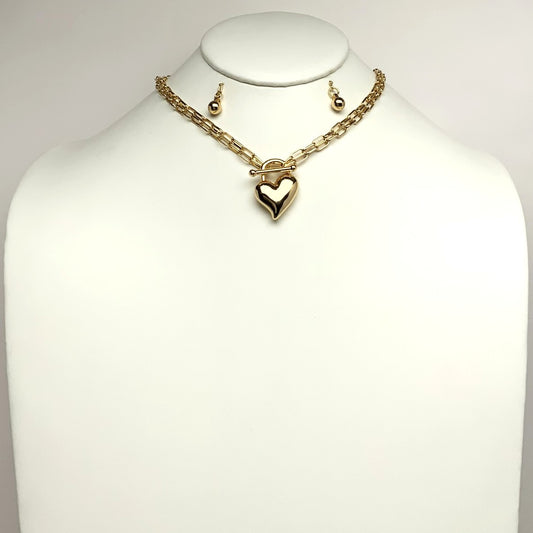 Heart Pendant Front Clasp Necklace