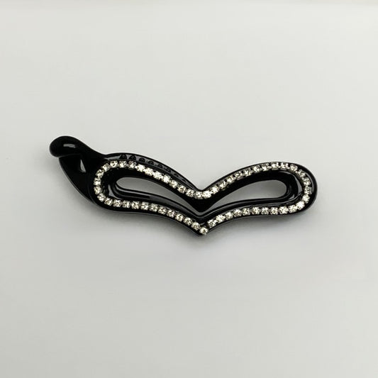 Heart Rhinestone Border Banana Clip-On