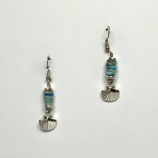 Flat Bead Seashell Drop Earrings