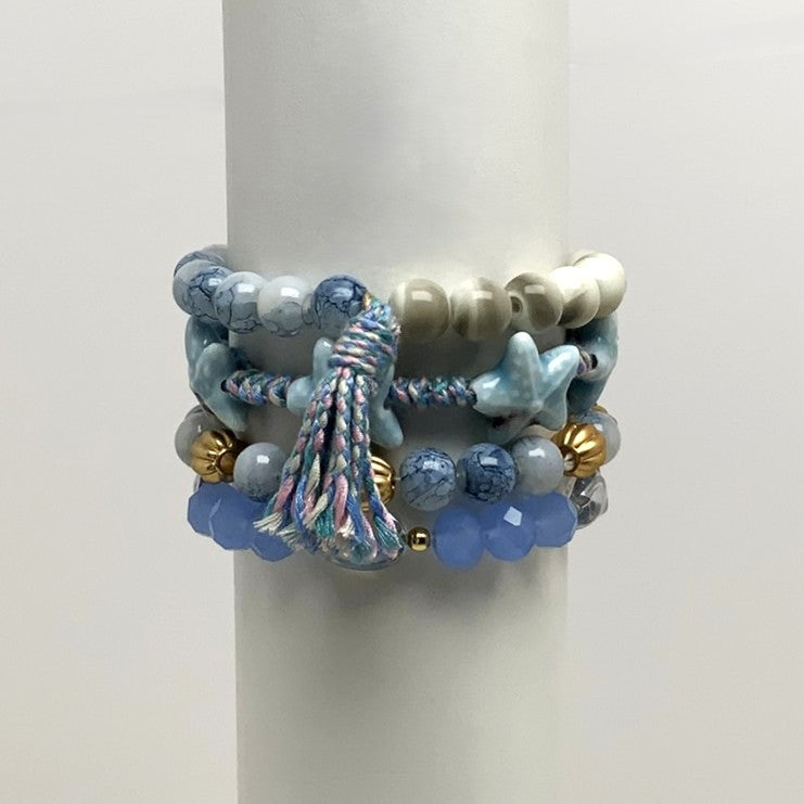 Crystal Bead Layered Bracelets