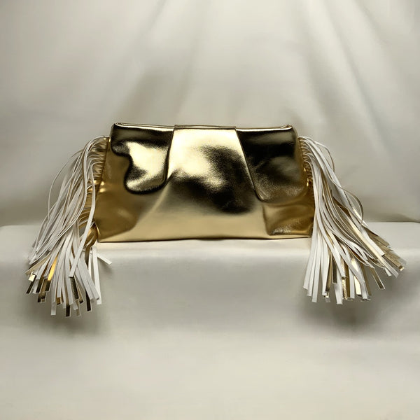 Side Tassels Metallic Clutch Purse
