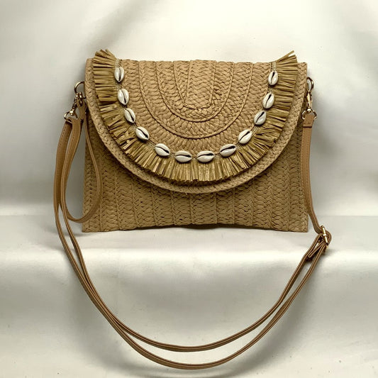 Rectangle Twine Tassel & Conch Shell Rim Purse