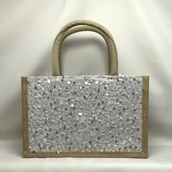 Mid Size Sequins Pearl Canvas Handbag