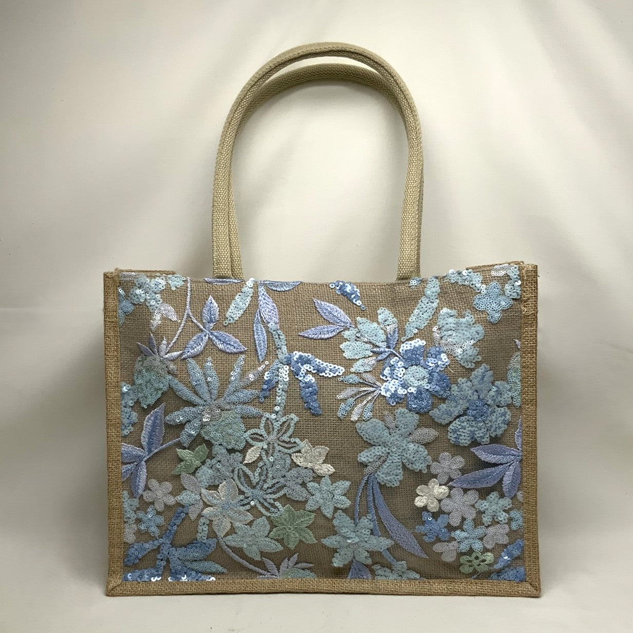 Flower Sequined Tote Canvas Bag