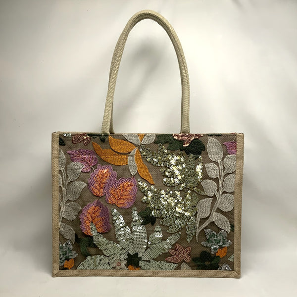 Flower Sequined Tote Canvas Bag