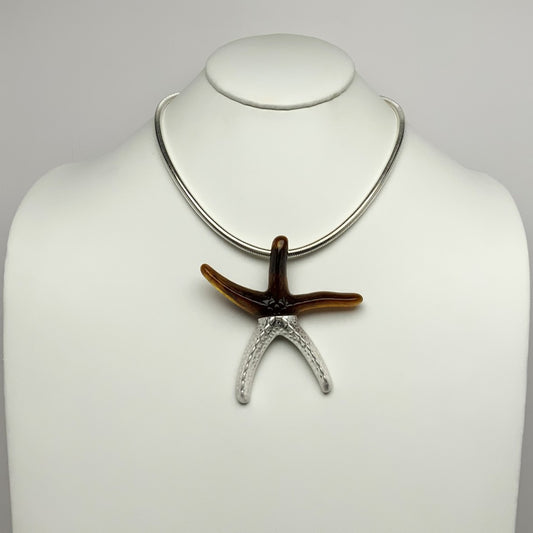 Split Lucite Metal Starfish Necklace