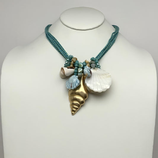 Conch And Seashells Rope Necklace