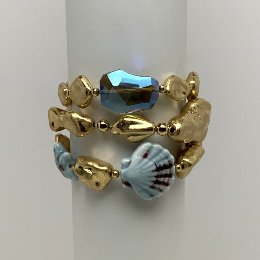 Stacked Nautical Seashell Bracelets