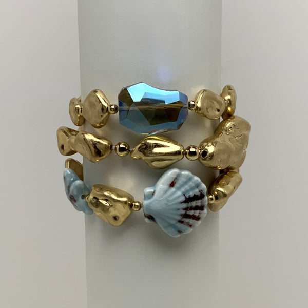 Stacked Nautical Seashell Bracelets