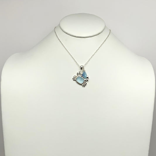 Crab Seaglass Pendant Necklace