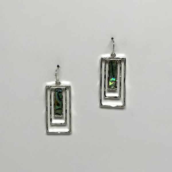 Rectangle Abalone Center Earrings