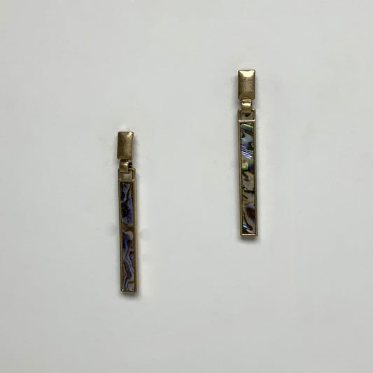 Abalone Rectangle Skinny Drop Earrings