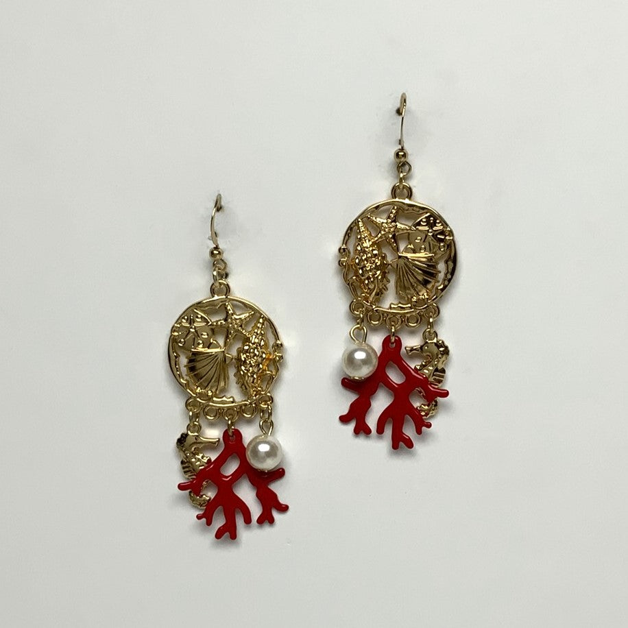 Coral Shell Statement Earrings