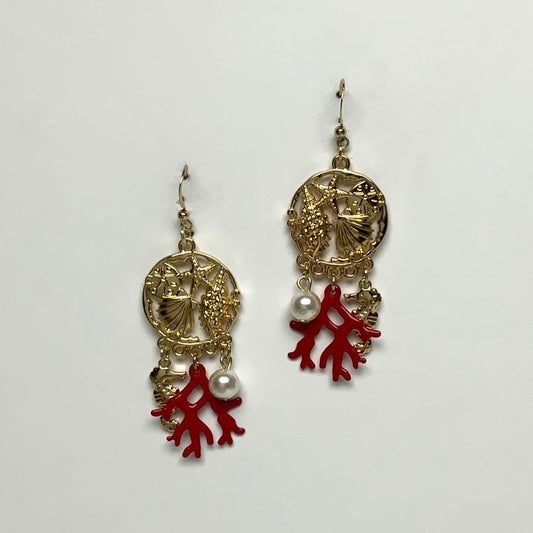 Coral Shell Statement Earrings