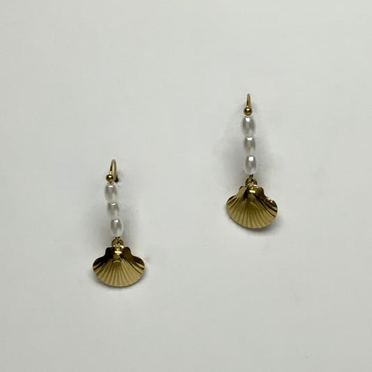 Pearl Beaded Shell Drop Earrings