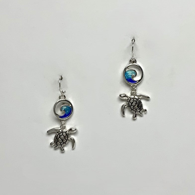 Wave Turtle Drop Earrings