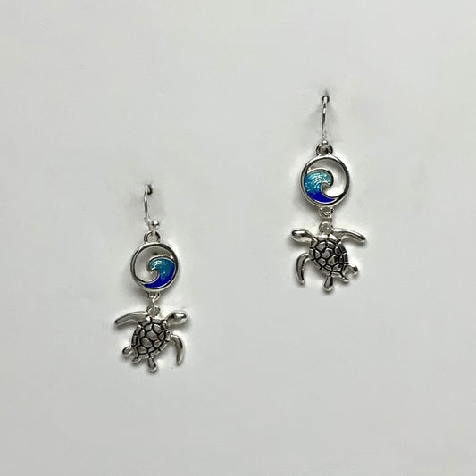 Wave Turtle Drop Earrings